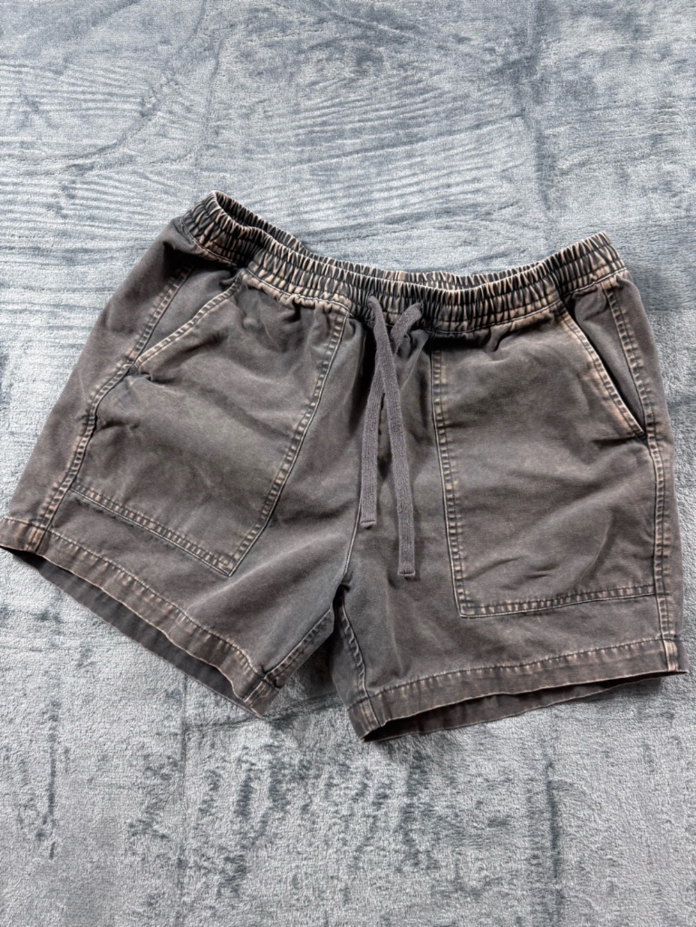 Duvin Design Co Acid Wash Cotton Drawstring Shorts M Gray Coastal Streetwear